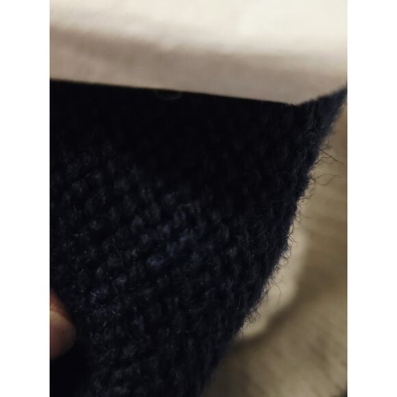 Vtg 70's CB Sports Reindeer Knit Wool Winter Gear Hat Ski Beanie Blue Pom Pom L - Picture 8 of 8